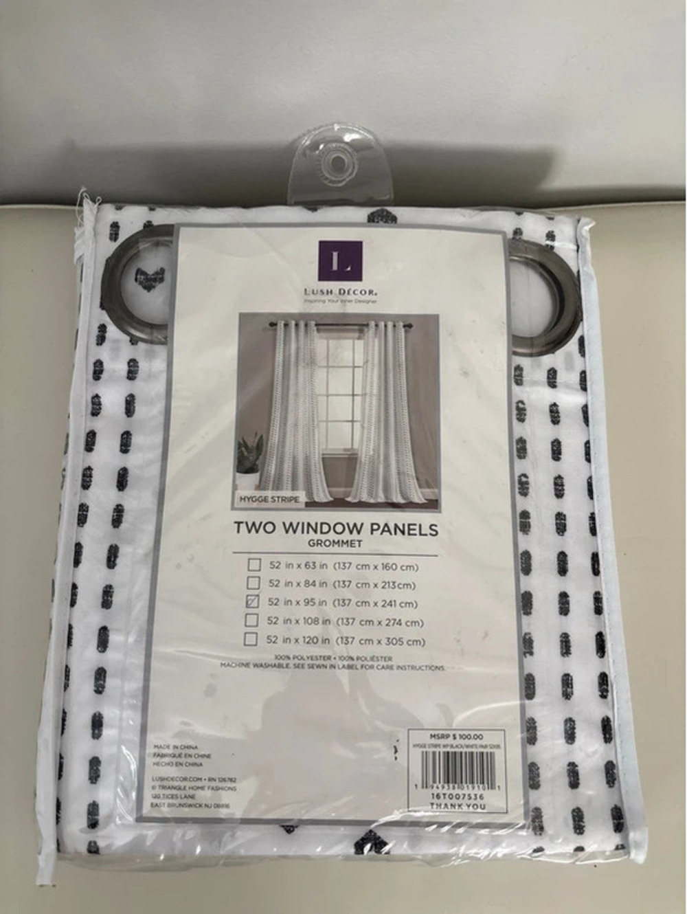 Lush Decor two window panels 52x95